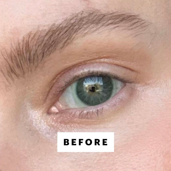 Sarah Kinonen before applying Urban Decay Tube Job Tubing Mascara in Brunette Brown